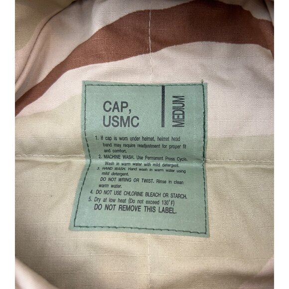US Marine Corps USMC EGA Desert DCU 3 Color Camo Desert Storm Sz. M Cap Hat - Picture 3 of 5